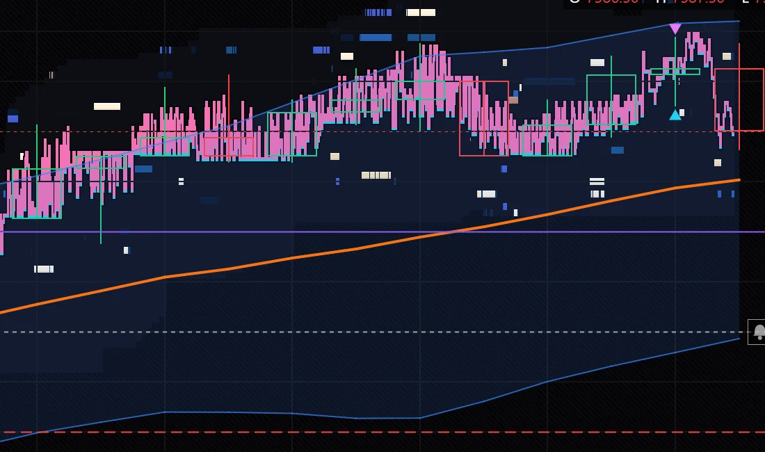Dettaglio della MirroHeatmap con le bolle dei grandi scambi