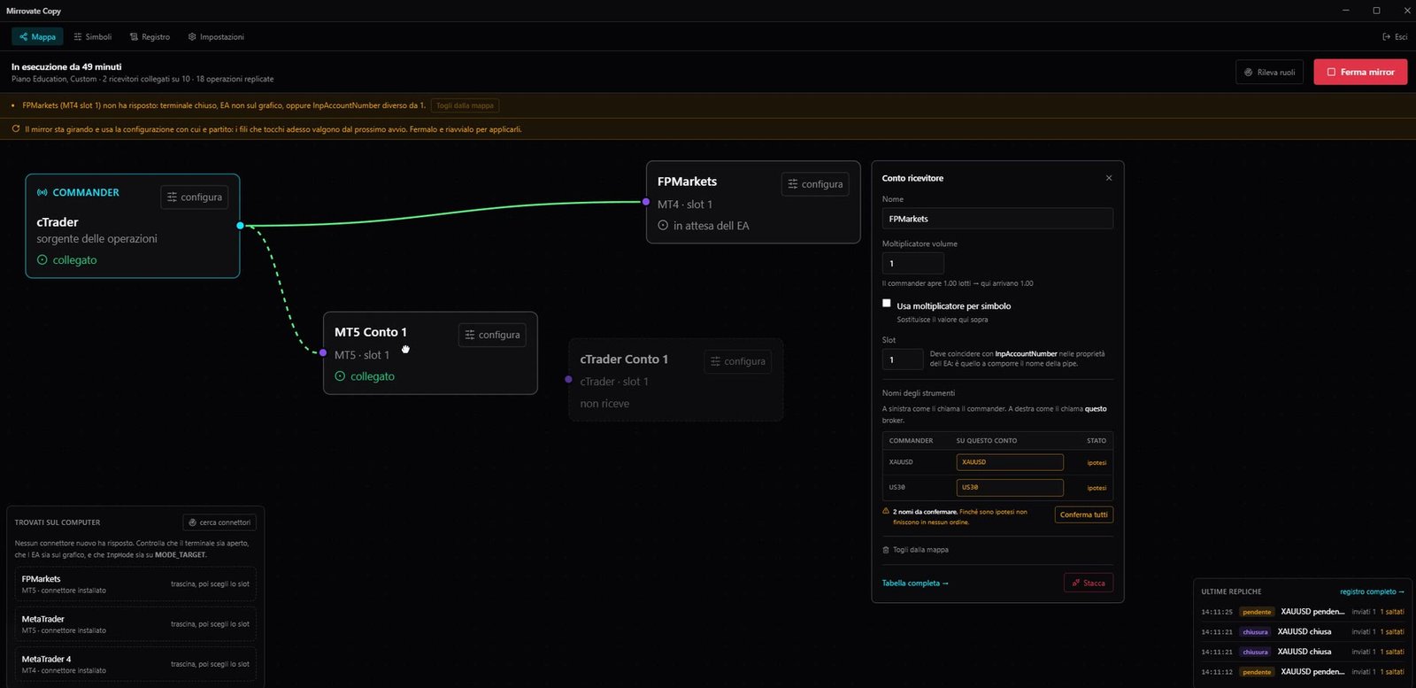 Il modulo Copy dell'app MirroVate